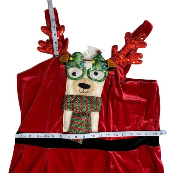 Reindeer Ugly Christmas Party Jumpsuit Women's XXL 2XL Red Black Green‎ NEW - Picture 3 of 11